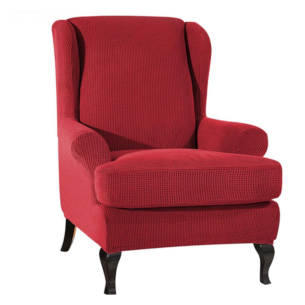 Sofa Covers Wing Chair Elastic Fabric Stretch Couch Slipcover Polyester Spandex Furniture Protector (White)