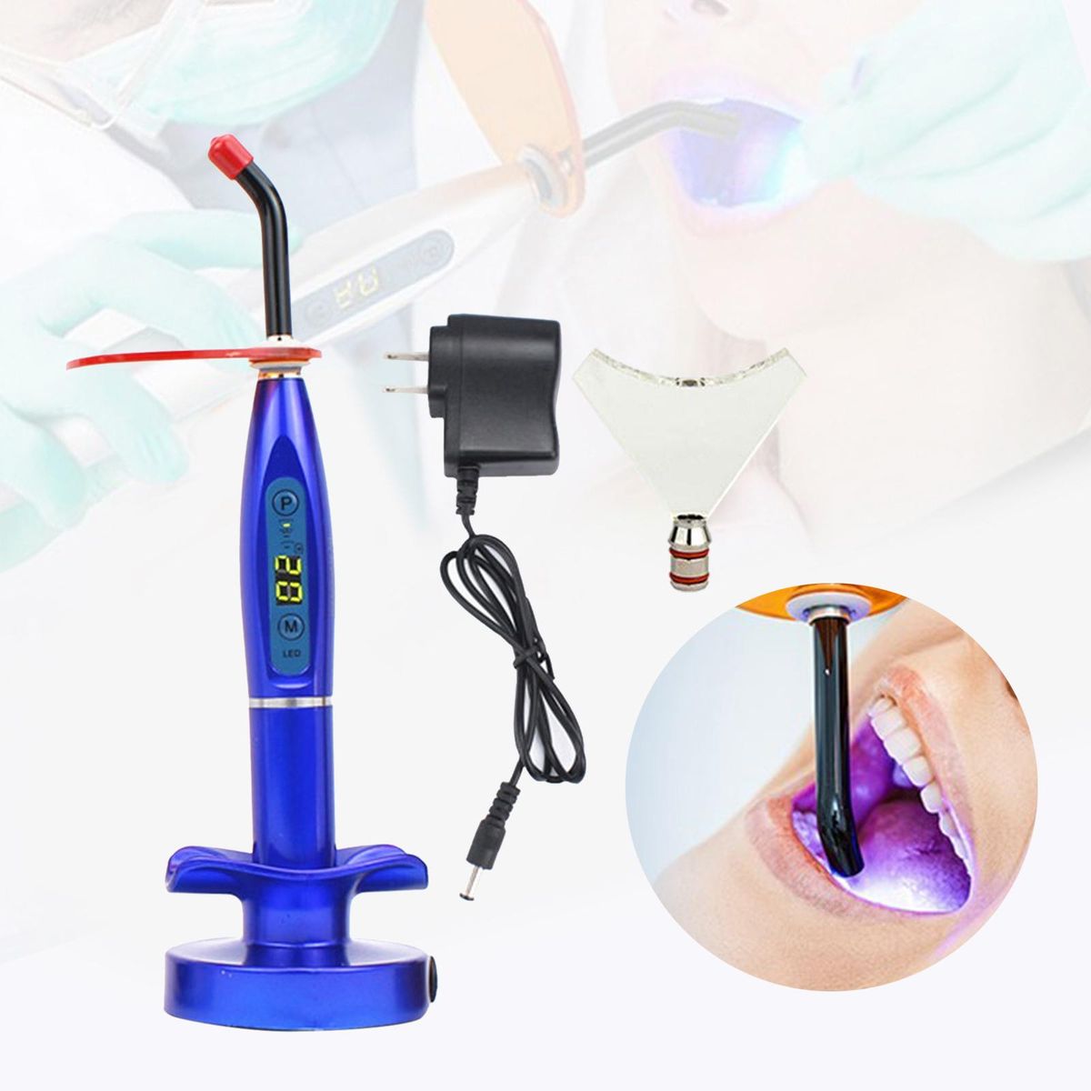 LED Curing Light 1200-2000MW/cm2 USB  W/  Head Blue