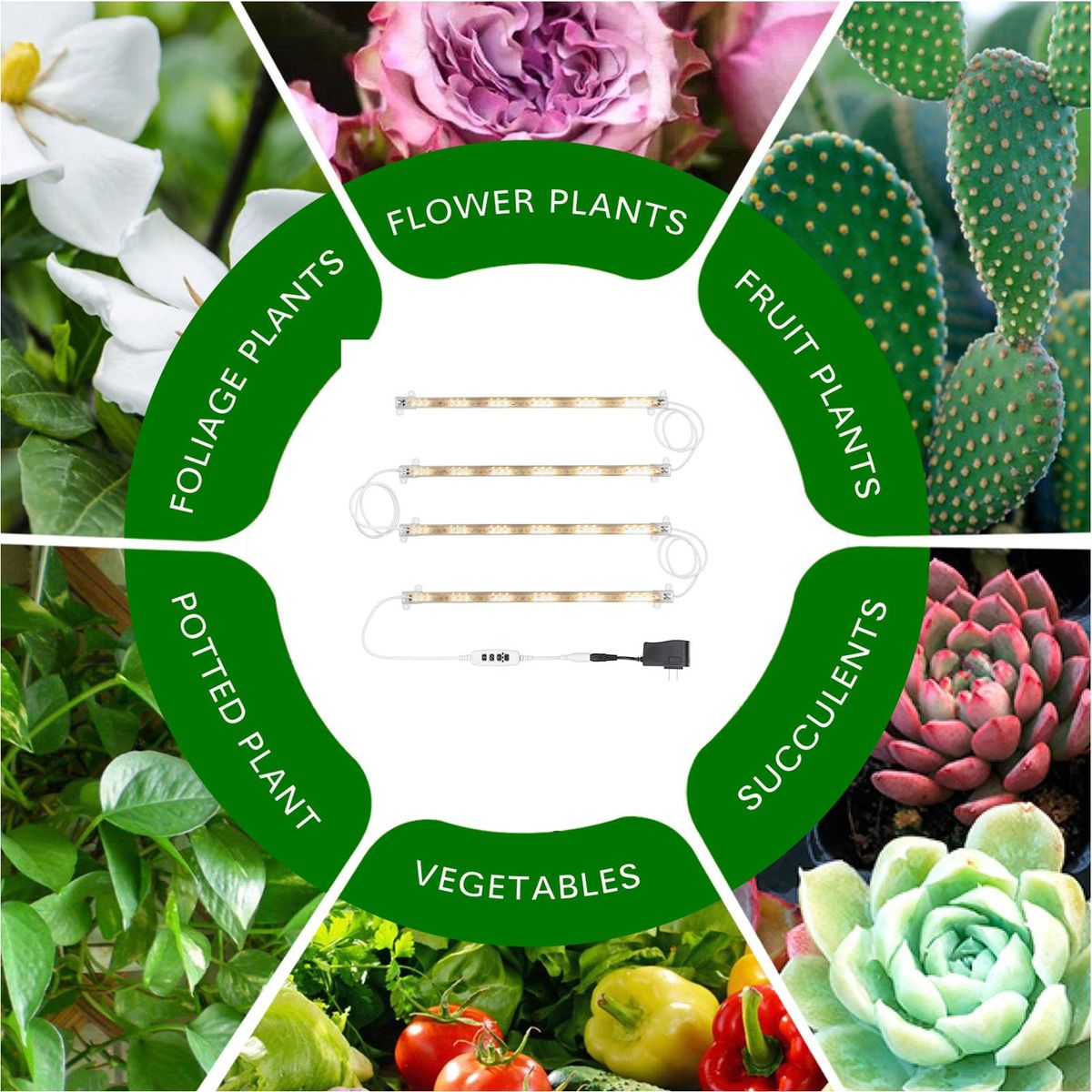 132LEDs Plant Grow Light Strips Full Spectrum Plant Growth Lights Plant Growing Hard Lamp Strips 10 Dimmable Levels 3/9/12H Timer for Indoor Potted Plants Greenhouse Plants
