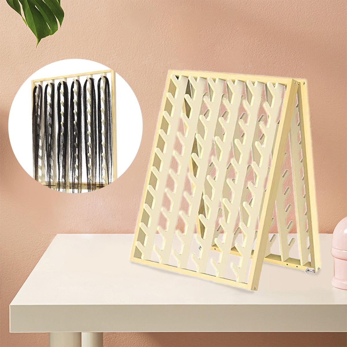 Wooden Braiding Hair Rack Hair Holder For Hair Salon