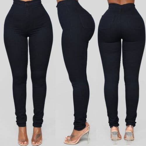 Skinny High Waist Jean Trouser For Ladies- Black