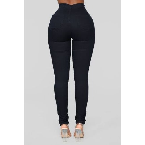 Skinny High Waist Jean Trouser For Ladies- Black