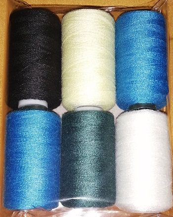 6 Large Spools Of Polyester Thread, Assortment