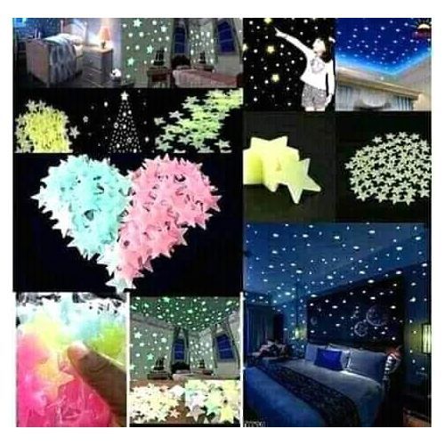 Glow In The Dark Star Wall Stickers Room Decor (100pcs)