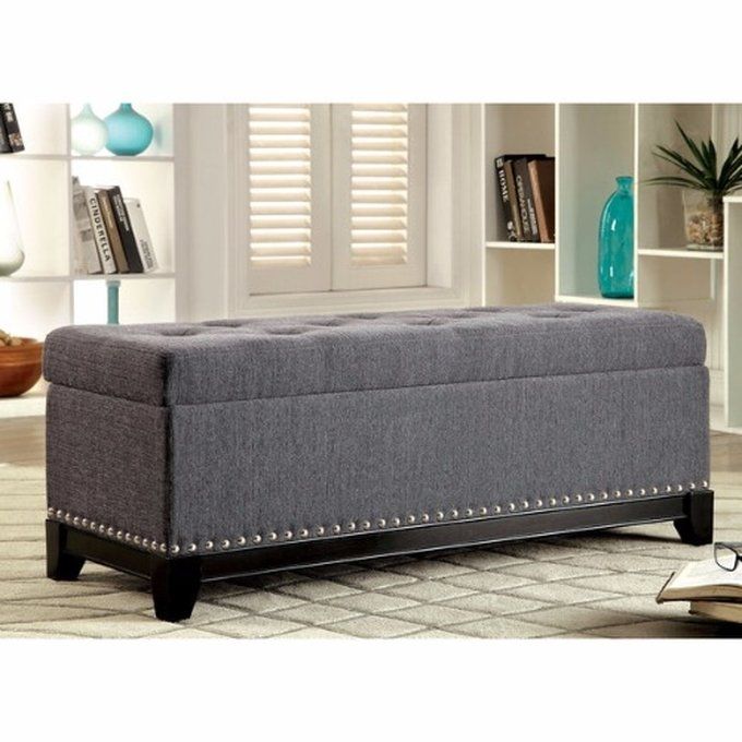 Handys - Rachelson Romantic Tufted Linen Storage Ottoman - Grey  (Lagos Delivery Only)