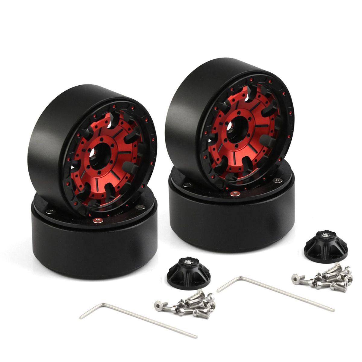 Aluminum Alloy Wheel Rim Beadlock Wheel Rims Hub 4pcs 1.9inch 56*26mm  Replacement for Axial SCX10 TRAX4 RC4WD D90 Redcat Gen8 1/10 Remote Control Car