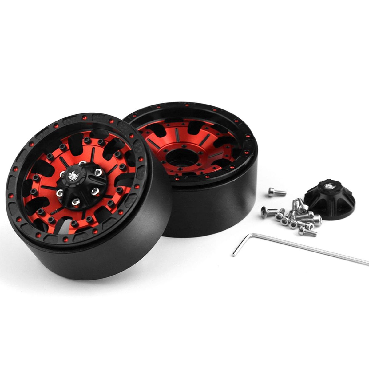 Aluminum Alloy Wheel Rim Beadlock Wheel Rims Hub 4pcs 1.9inch 56*26mm  Replacement for Axial SCX10 TRAX4 RC4WD D90 Redcat Gen8 1/10 Remote Control Car