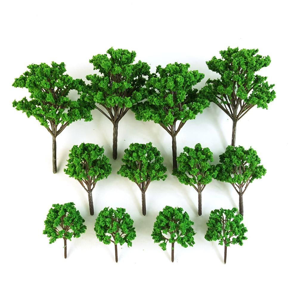 24pcs Green Mini Mixed Model Tree Set Train Scenery Miniature Landscape Scenery Sand Table Models Architecture Trees