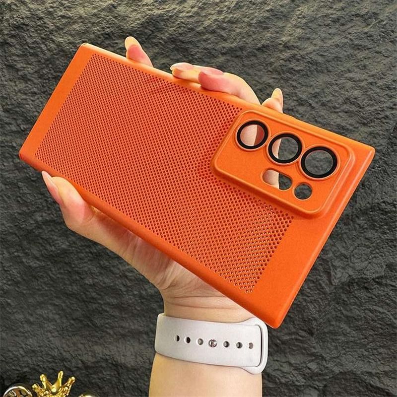 Heat dissipation breathable mesh case for Samsung Galaxy S23 S22 S21 Fe plus Note 10 20 ultra A33 A53 A73 A12 A04 PC thin cover