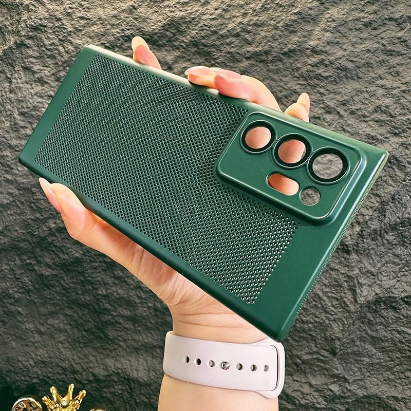 Heat dissipation breathable mesh case for Samsung Galaxy S23 S22 S21 Fe plus Note 10 20 ultra A33 A53 A73 A12 A04 PC thin cover