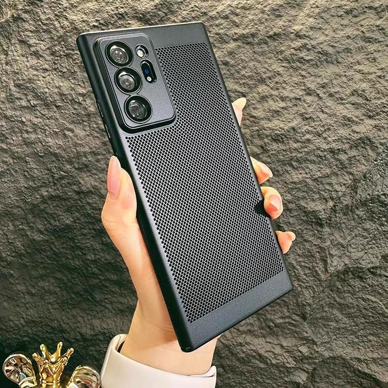 Heat dissipation breathable mesh case for Samsung Galaxy S23 S22 S21 Fe plus Note 10 20 ultra A33 A53 A73 A12 A04 PC thin cover
