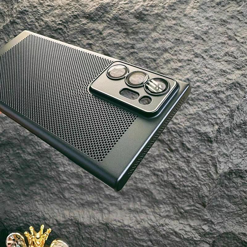 Heat dissipation breathable mesh case for Samsung Galaxy S23 S22 S21 Fe plus Note 10 20 ultra A33 A53 A73 A12 A04 PC thin cover