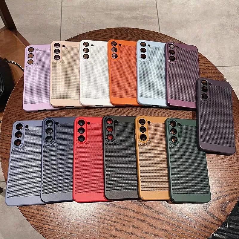 Heat dissipation breathable mesh case for Samsung Galaxy S23 S22 S21 Fe plus Note 10 20 ultra A33 A53 A73 A12 A04 PC thin cover