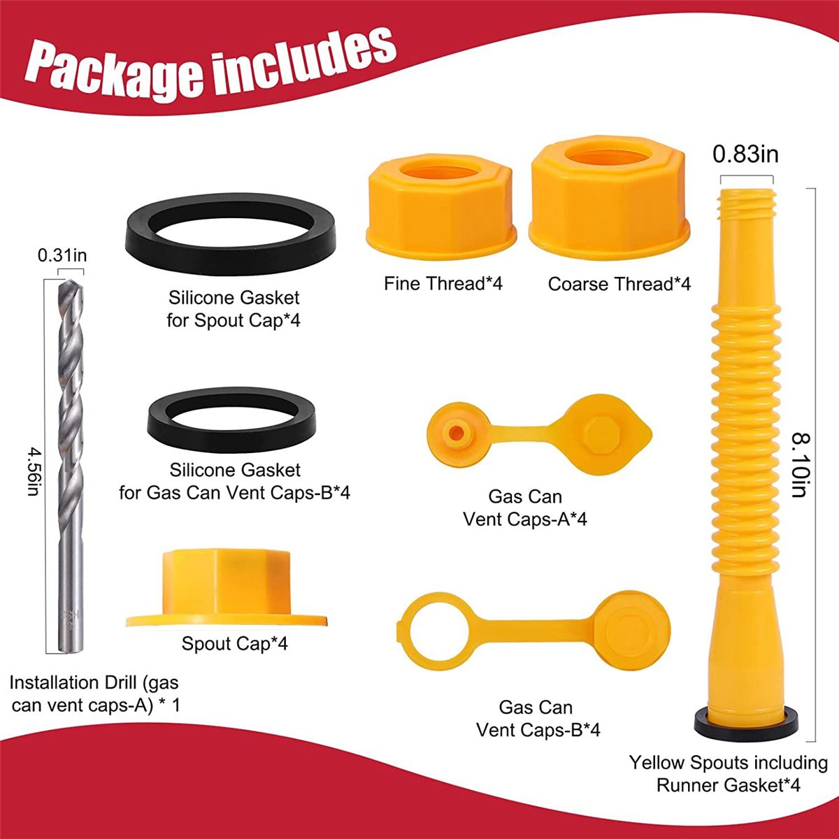 33Pcs Gasoline Can Nozzle Replacement, Gasoline Spouts