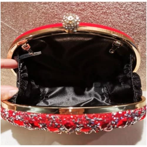 Ladies Clutch Purse With Chain - Red