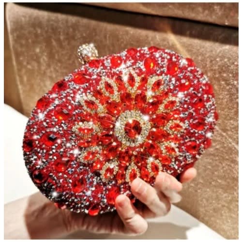 Ladies Clutch Purse With Chain - Red