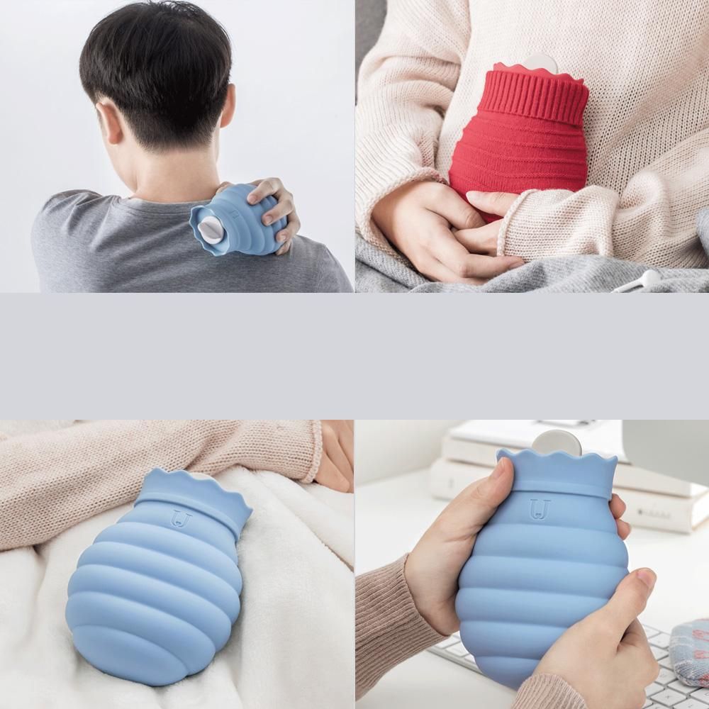 Hot Water Bag Microwave Heating Silicone Bottle Winter Heater With Knitted Cover Hand Warmer Hot Water Bottle 313/620ml For Girls Women