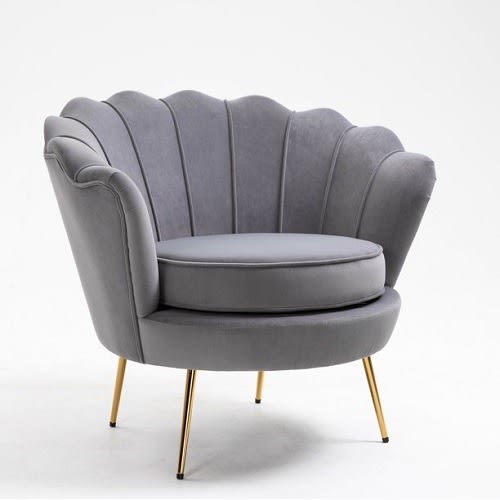 Velvet Accent Chair, Upholstered Velvet Accent Chair With Metal Legs