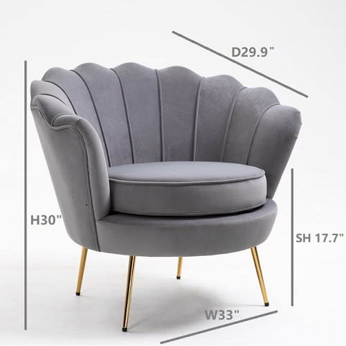 Velvet Accent Chair, Upholstered Velvet Accent Chair With Metal Legs