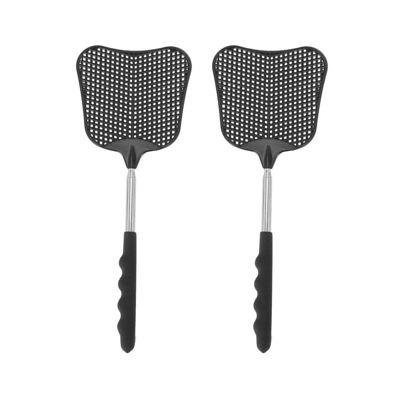 and Fly Killing Plastic Fly Swatter Retractable Stainless Steel Rod Suitable for Indoor and Outdoor Use
