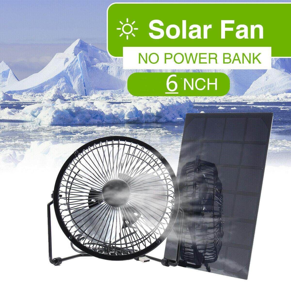10W 6V Waterproof Solar Panel + 6'' Iron Solar Powered USB Fan RV Car Camping Pet Chicken House Ventilator Outdoor Home Cooling Ventilation Kit