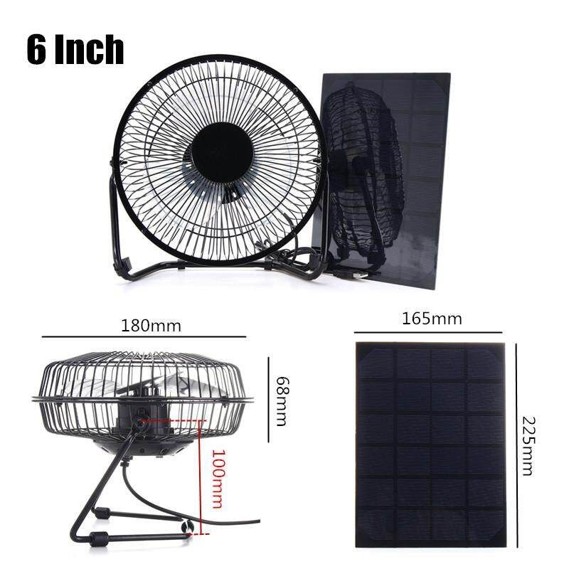 10W 6V Waterproof Solar Panel + 6'' Iron Solar Powered USB Fan RV Car Camping Pet Chicken House Ventilator Outdoor Home Cooling Ventilation Kit