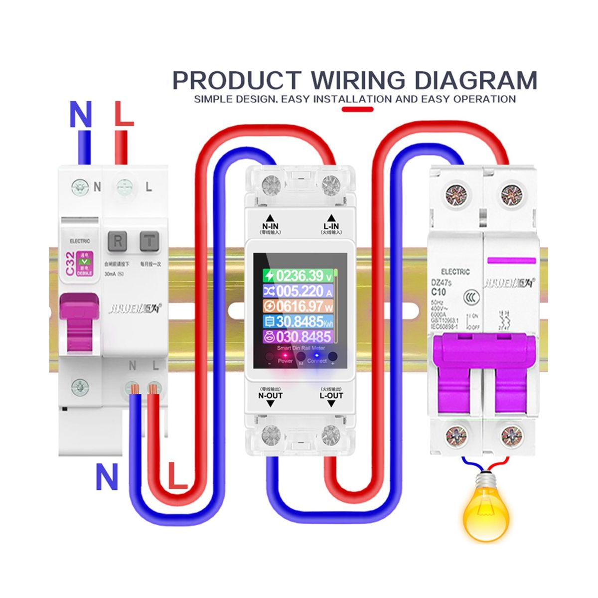 AT2PW 100A Tuya WIFI Din Rail Energy Meter Smart Switch