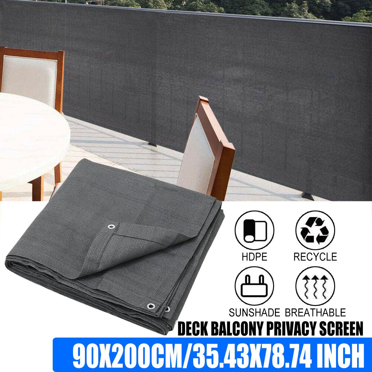 Deck Balcony Privacy Screen HDPE Screening Fence Garden Sunshade Wall Panel 2M