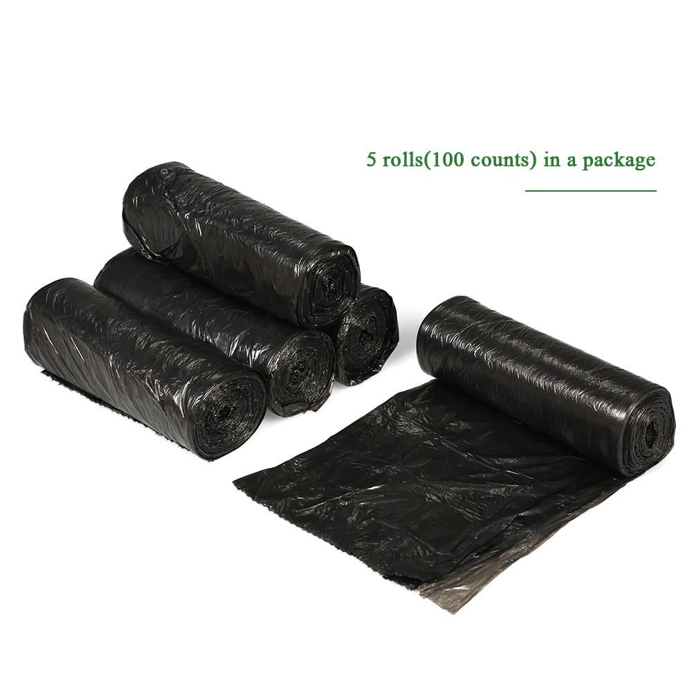 100pcs Plastic Bag Trash Bags Waste Bin Bags 5 Rolls Garbage Bags 18