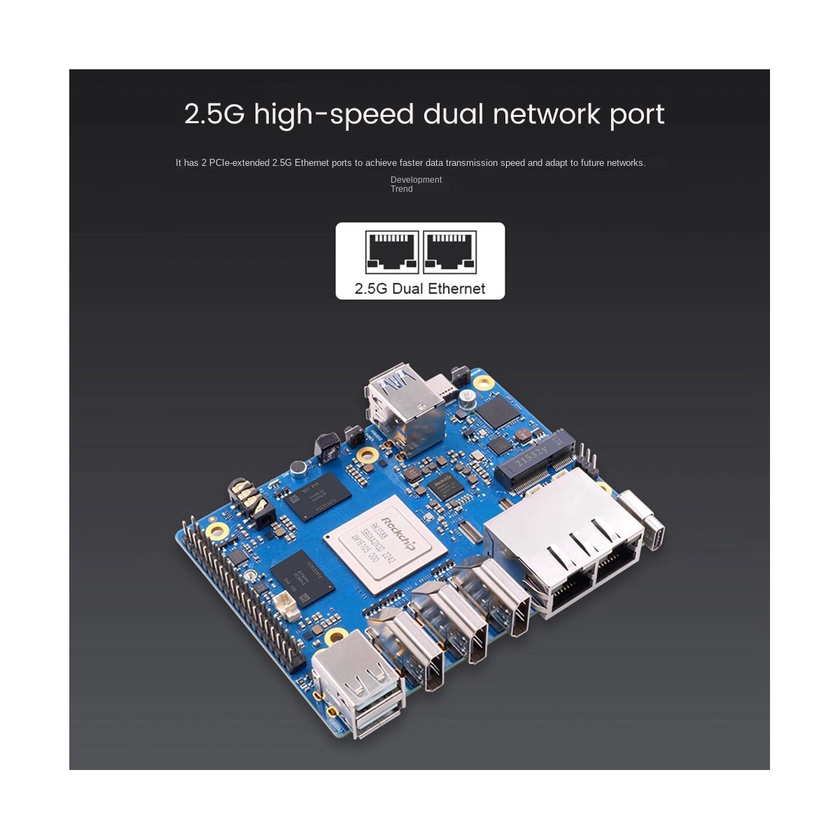 For Orange Pi 5 Plus 8GB RAM Single Board Computer RK3588 PCIE Module External Wifi6 Pi5 Plus Demo Development Board
