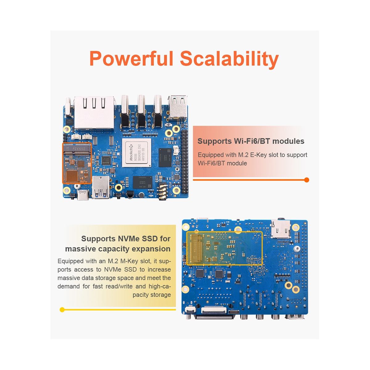 For Orange Pi 5 Plus 8GB RAM Single Board Computer RK3588 PCIE Module External Wifi6 Pi5 Plus Demo Development Board