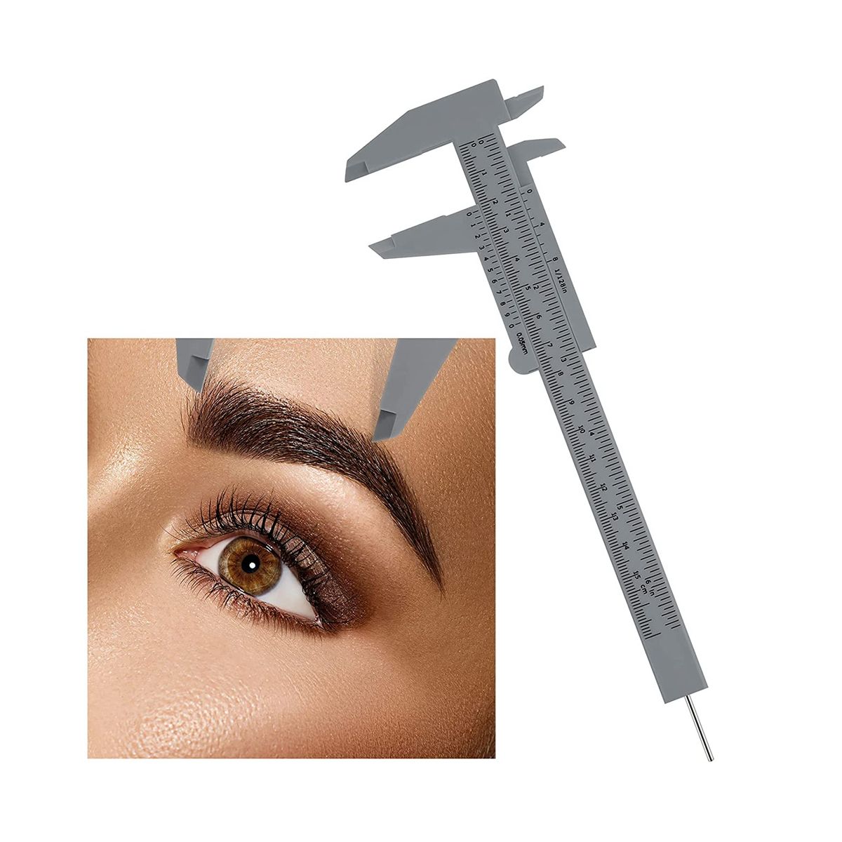 Eyebrow Measuring Ruler Brow Mapping Ruler Tool Mini Vernier Caliper Double Scale Ruler for Student Office