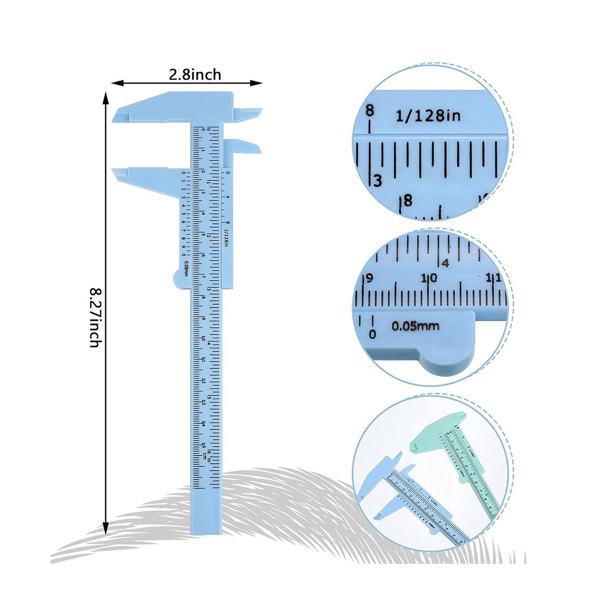 Eyebrow Measuring Ruler Brow Mapping Ruler Tool Mini Vernier Caliper Double Scale Ruler for Student Office