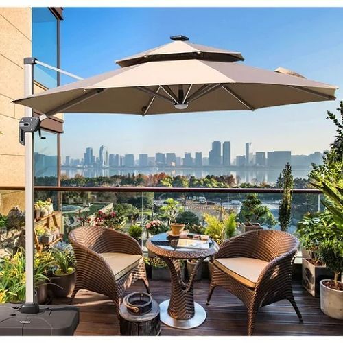 New Modern Outdoor Canopy Umbrella With Solar Led Light