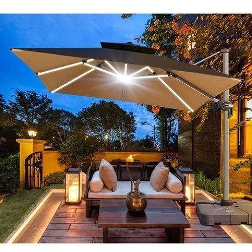 New Modern Outdoor Canopy Umbrella With Solar Led Light