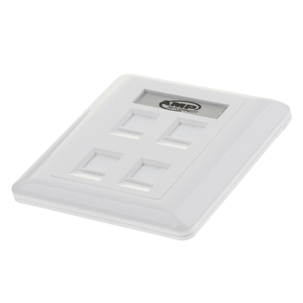 Quad Data Wall Outlet Face Plate 4 Port RJ45 Ethernet Network Data