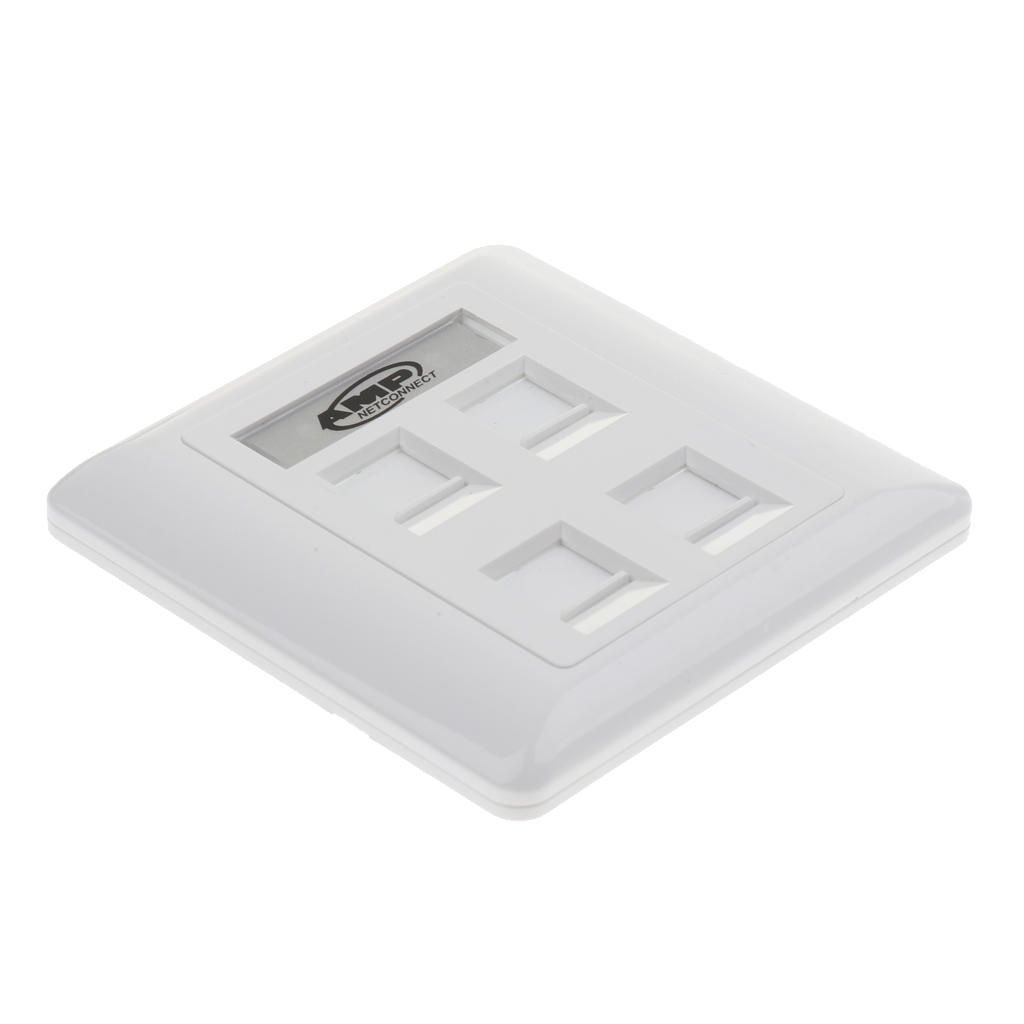 Quad Data Wall Outlet Face Plate 4 Port RJ45 Ethernet Network Data