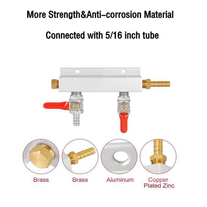 2/3/4 Way Homebrew Co2 Air Gas Manifold Distribution Splitter 5/16