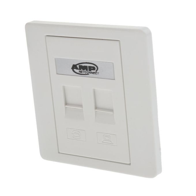 2 Port Wall Outlet Face Plate 1 Way /RJ11 Network Ethernet   Keystone