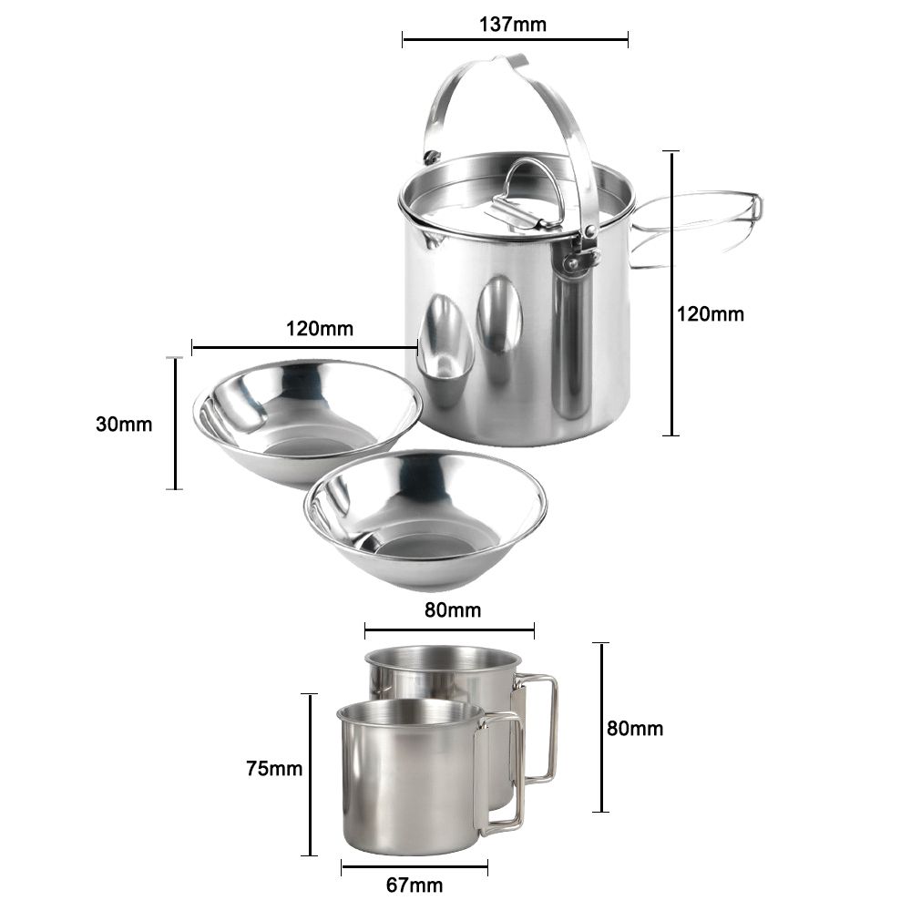 5pcs Camping Cookware Set Outdoor Portable Picnic Cookware
