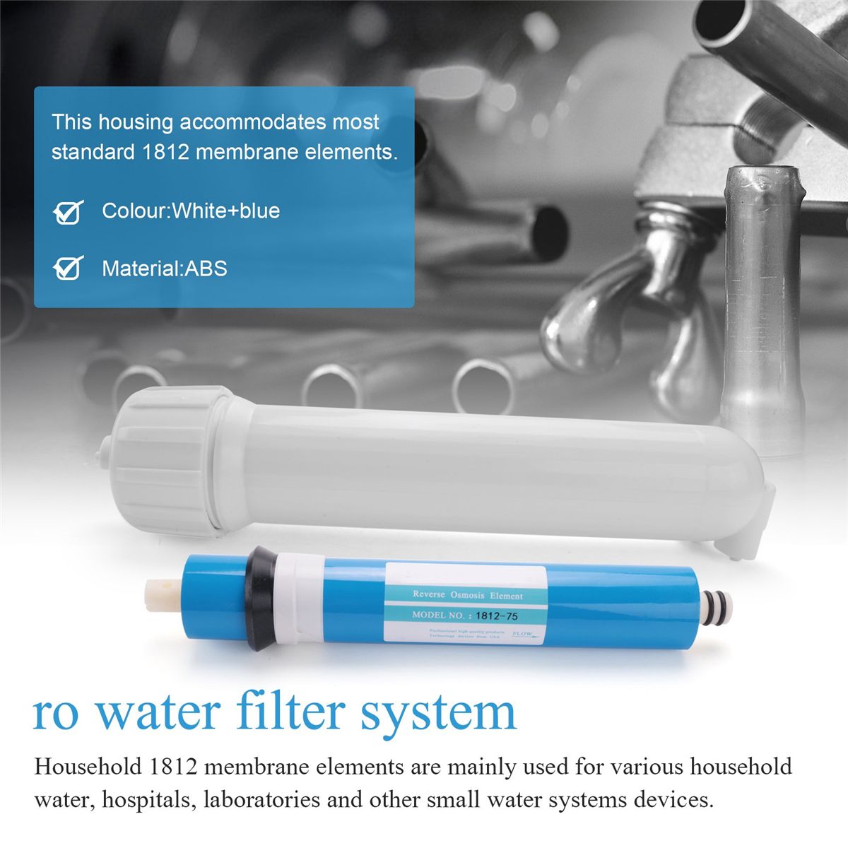 75Gpd Membrane  1812 Membrane Housing  Reverse Osmosis Water Filter System Parts