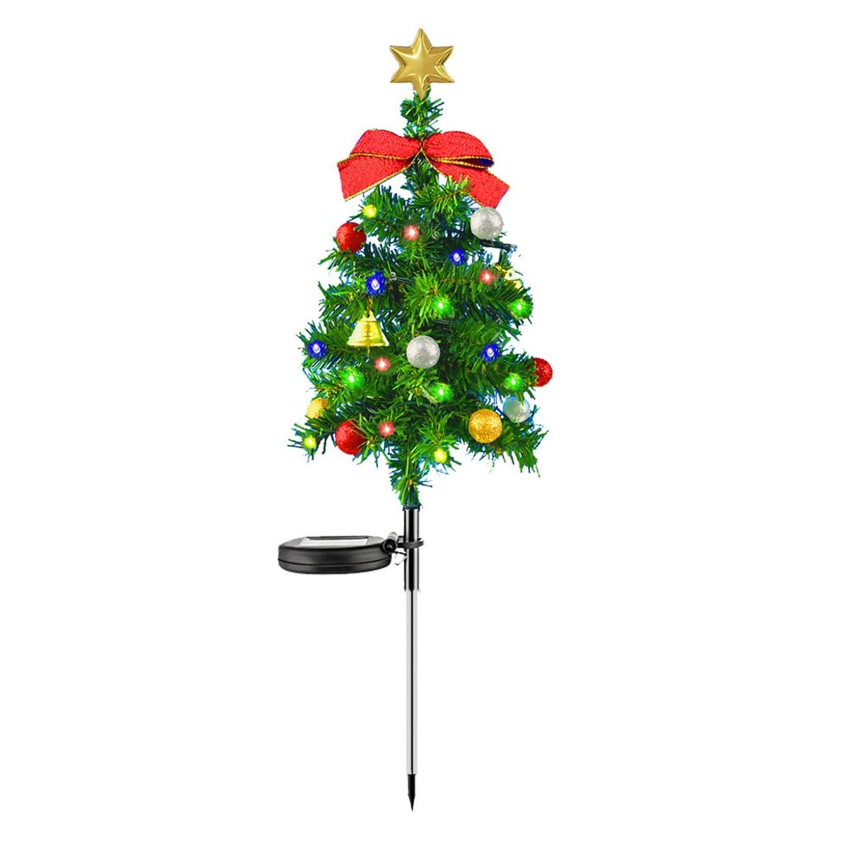 Waterproof Solar Light Joyful Glow Solar Christmas Tree for Festive Green