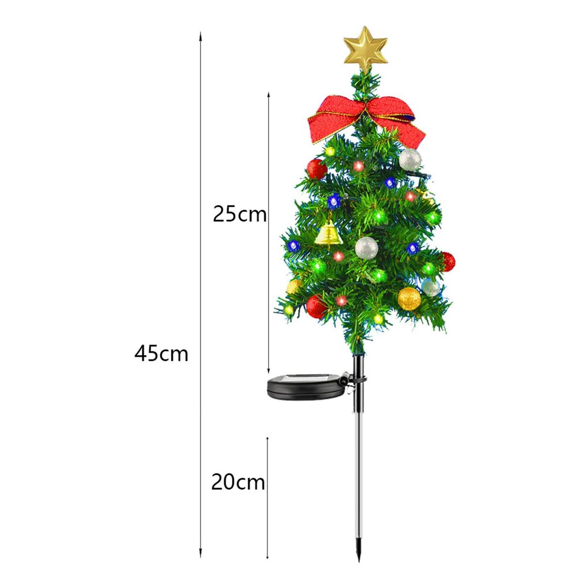 Waterproof Solar Light Joyful Glow Solar Christmas Tree for Festive Green