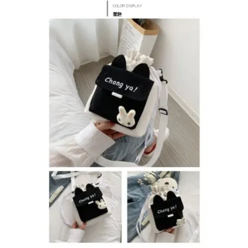 Bucket Bag - Canvas Small Crossbody Bag - Black