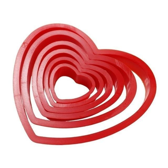 6Pcs Heart Cookie Biscuit Fondant Cake Cutter Decor Tools