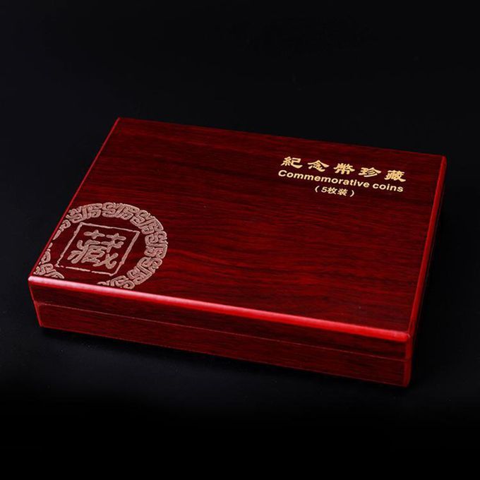 Wooden Coin Storage Box 5 Grids Case With Cushion Pad For Coins Luxury