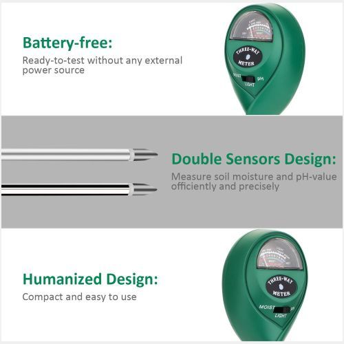 Soil PH Tester 3-in-1 Moisture Sensor Meter Sunlight PH Soil Test Kits Soil PH Tester For Garden Romote Plants Healthy Growth
