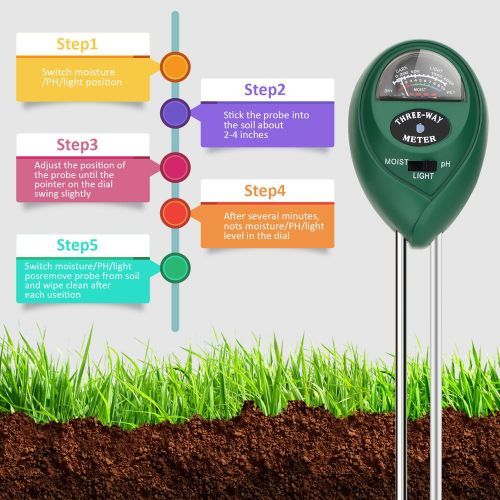 Soil PH Tester 3-in-1 Moisture Sensor Meter Sunlight PH Soil Test Kits Soil PH Tester For Garden Romote Plants Healthy Growth