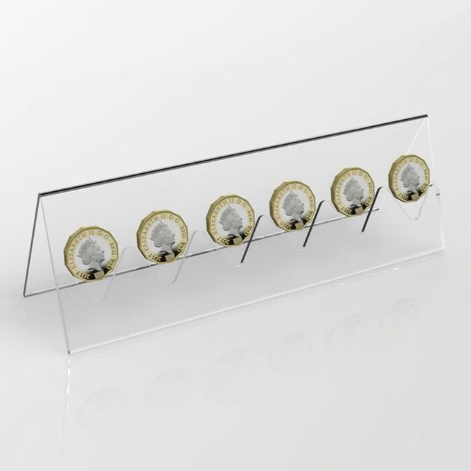 1x 6 Coin Display Rack Holder Transparent Acrylic Frame Stand Holds 6