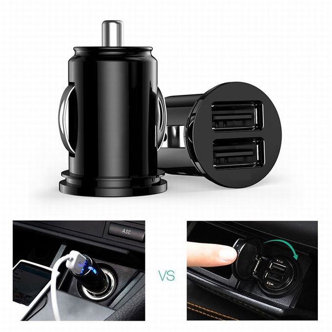 Black Car Truck Dual 2 Port USB Mini Charger Adapter For IPhone 6 7 8 Plus X Samsung Galaxy S8 S7 S6 Edge Redmi 3S 4A Note 4X